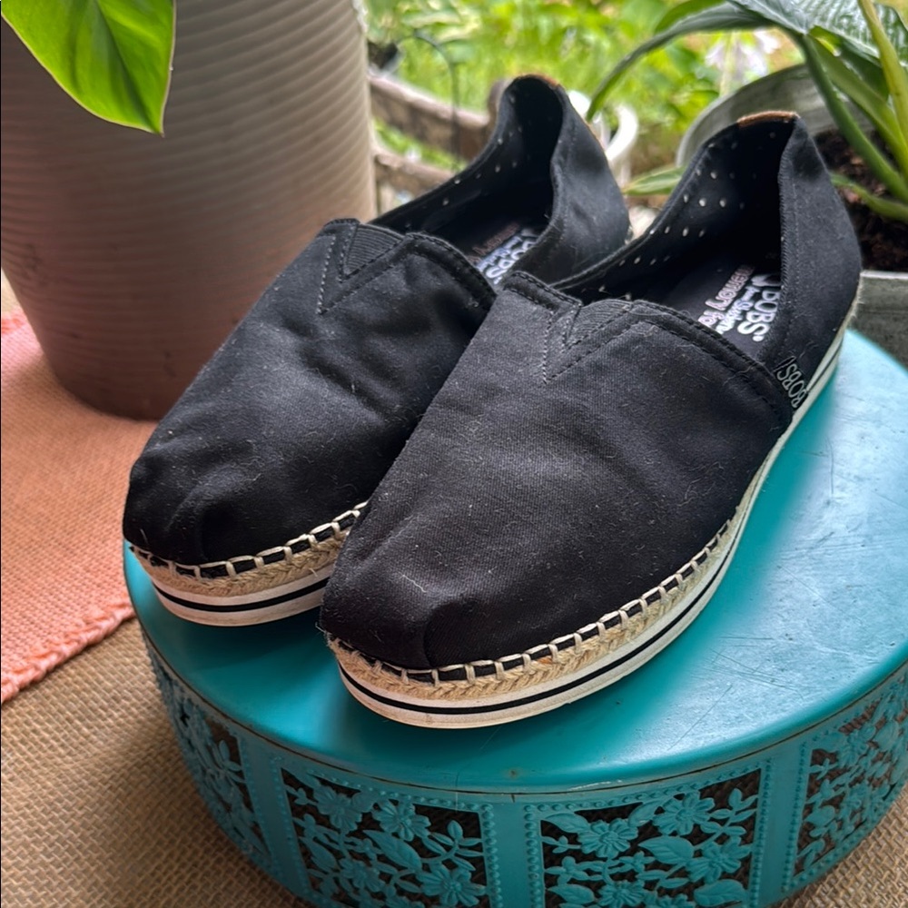 BOBS from Skechers Black Espadrilles with Jute Midsole